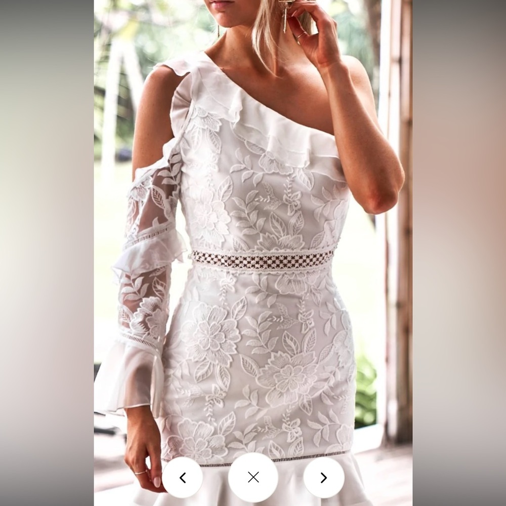 Jaus Size 8 US White Lace Detail Dress - Perfect for Bridal Activities